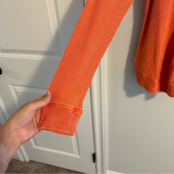 Soft Surroundings Pink Coral Textured Space Dye Cotton Waffle Long Sleeve Medium - Picture 7 of 14